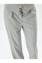 Wide Leg Fabric Trousers with Folded Waist and Buttons, Regular Waist - 5