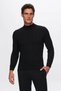 Slim Fit Black Ribbed Cotton Blended Half Fisherman Slim Fit Body Wrap Knitwear Sweater