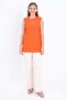 Orange-Cotton Ribbed Sleeveless T-Shirt - 2
