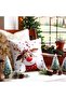New Year's Themed White Background Deer Pattern Set of 4 Digital Printed Gift Pillow and Throw Pillow Covers - 3