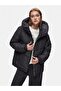 Hooded Zippered Inflatable Black Coat - 6