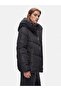 Hooded Zippered Inflatable Black Coat - 4