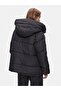 Hooded Zippered Inflatable Black Coat - 3