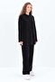 Black-Hooded Kangaroo Pocket Lycra Pants Suit - 3