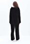 Black-Hooded Kangaroo Pocket Lycra Pants Suit - 4