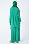 Green-Asymmetric Cut Tunic and Wide Leg Trousers Suit - 4