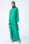 Green-Asymmetric Cut Tunic and Wide Leg Trousers Suit