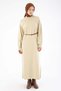 Cream-colored belted thin knit dress - 2