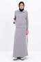 Gray-Black-Cotton Garnished Skirt Suit - 2