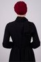 Burgundy Practical Ready-To-Wear Hijab Bonnet with Honeycomb Gathered Detail 1204E_16 - 4
