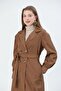 Balloon Sleeve Cuffed Trench Coat Brown
