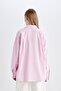 Oversize Wide Fit Basic Plain Oxford Long Sleeve Shirt D4015Ax24Au - 6