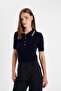 Regular Fit Polo Collar Buttoned Basic Plain Short Sleeve Knitwear Sweater D3300Ax24Au - 5