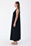 Navy Blue-Cotton Crew Neck Sleeveless Lingerie Dress - 3