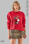 Unisex Long Sleeve Christmas Christmas Printed Crew Neck Hoodless Raster Oversize Sweatshirt