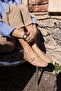 OLYMPUS WOMEN'S NUDE Genuine Leather Flat Shoes - 5