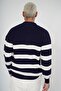 Trend We Half Zipper Stand Collar Striped Oversize Fit Knitwear Sweater - 6