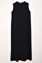 Navy Blue-Cotton Crew Neck Sleeveless Lingerie Dress - 7