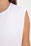 White-Plus Size Cotton Crew Neck Sleeveless Stretch Fabric Undergarment Dress - 4