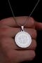 Men's Steel Necklace - Round Model Steel Necklace with Allah Written on It