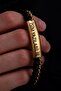 Men's Steel Bracelet - Customizable with Name, Black Bead, Yellow King Chain Steel Bracelet