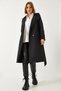 Women's Black Double-Breasted Collar Belted Pocketed Trench Coat 5918 60261067 - 3