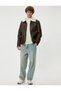 Slim Fit Plush Collar Zippered Faux Leather Jacket - 2