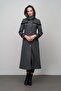 Hooded Snap Closure Wool Blend Long Hat Anthracite 6631 - 7