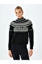 Long Sleeve Ethnic Patterned Turtleneck Collar Knitted Sweater - 3