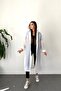 Karadağ Raincoat Unisex Women's and Men's Waterproof Hooded Snap Fastener Eva Fabric White - 3
