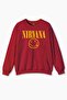 Red Crew Neck Sweatshirt Nirvana Music Band Logo Music Printed Sweatshirt