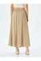 Modal Fabric Elastic Waist Long Flared Skirt - 4