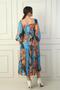 Madonna Collar Lined Cross Tied Floral Double Breasted Chiffon Dress - 4