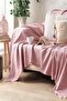 Dusty Rose Cotton Decorative Sofa Cover 170x230 Size Optimal Anti-Slip Design - 2