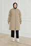Coat with Ribbed Sleeves and Quilted Detail - Mink 24Kt726