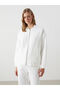 Lcw Vision Ecru College Collar Oversize Women's Zip-Up Sweatshirt