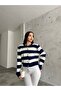 Striped Lina Knitwear Cardigan Navy Blue - 3