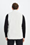 Men's Beige Standard Fit Regular Cut Stand Collar Sherpa Fleece Vest - 5