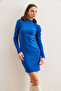 Women's Cobalt Blue Half Fisherman Princess Sleeve Raster Mini Dresselb- 19002006 - 4