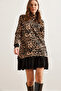 Women's Leopard Black Garnished Thessaloniki Dress Elb- 19000965 - 4