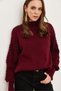 Women's Burgundy Sle Detailed Soft Textured Knitwear Sweaterkzk- 19000175 - 3