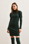 Women's Emerald Green Half Fisherman Princess Sleeve Raster Mini Dresselb- 19002006 - 2