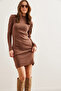 Women's Chocolate Half Fisherman Princess Sleeve Raster Mini Dresselb- 19002006