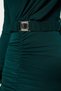 Emerald Green Fitted/Slim Fit Stand Collar Belted Stretch Midi Knitted Dress Twoaw22El0434 - 4