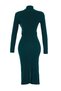 Emerald Green Fitted/Slim Fit Stand Collar Belted Stretch Midi Knitted Dress Twoaw22El0434 - 7