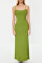 Green Fitted/Fitted Strap Flexible Knitted Maxi Pencil Dress TWOSS23EL02435 - 4