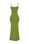 Green Fitted/Fitted Strap Flexible Knitted Maxi Pencil Dress TWOSS23EL02435 - 6