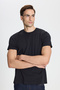 Unisex 5-Piece 100% Cotton Slim Fit Slim Fit Crew Neck Black T-Shirts Pack - 5