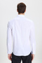 100% Cotton Slim Fit Slim Fit Buttoned Collar Linen Look Flamed Men's White Shirt - 6