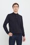 Non-Pilling Anti-Pilling Standard Fit Regular Cut Polo Collar Men's Navy Blue Knitwear Sweater